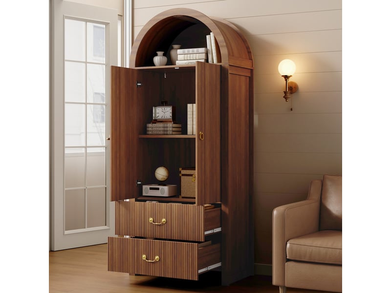  Armoire — effet noyer — 76 × 38 × 180 cm — 2 portes et 2 tiroirs  - Conforama D