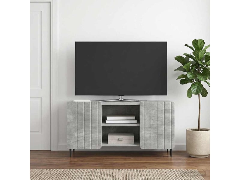  Meuble tv - banc tv - meuble de rangement 102 x 34,5 x 52 cm gris béton bois d'ingénierie  - Conforama B