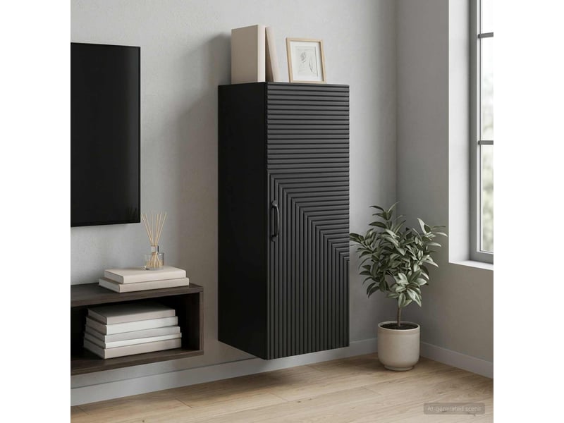  Armoire murale salon, meuble de rangement noir 33 x 34,5 x 90 cm bois d'ingénierie shl7215  - Conforama B
