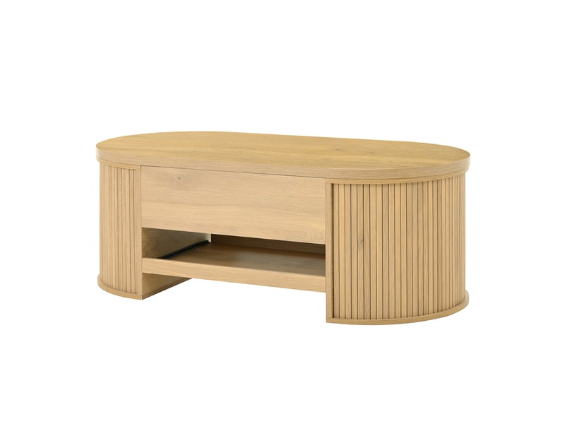  Ensemble meuble salon avec table basse relevable et meuble tv 175 cm, mdf bois naturel  - Conforama E