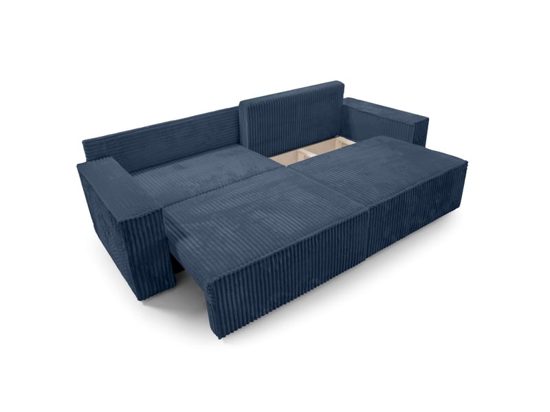 Farah - canapé droit assise profonde 3 places convertible en velours côtelé épais - Conforama D
