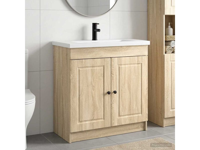 Ensemble de mobilier de salle de bain chêne sonoma shl5812 - Conforama B