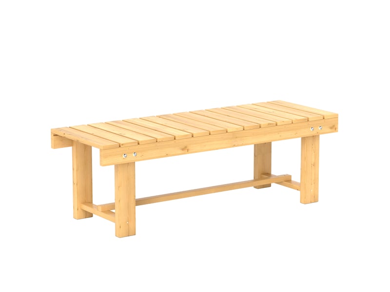  Banc de jardin 2 places en bois de sapin pour jardin ou terrasse, supporte jusqu'à 250 kg, 110 x 38 x 35 cm, naturel  - Conforama B