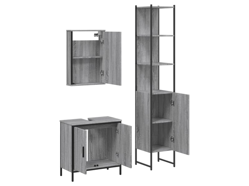 Ensemble de meubles de salle de bain 3 pcs sonoma gris cf63823 - Conforama D