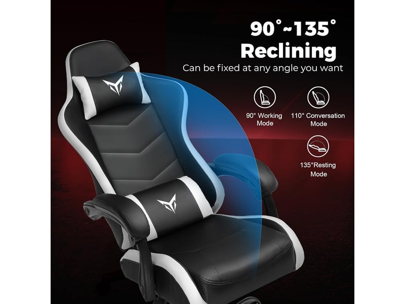  Gtplayer chaise de jeu avec soutien lombaire et appui-tête réglable - blanc XGC02NAF-WT - Conforama C