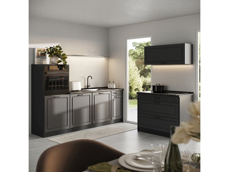  Vicco cuisine, anthracite campagneanthracite, 220cm plan de travail marbre  - Conforama C