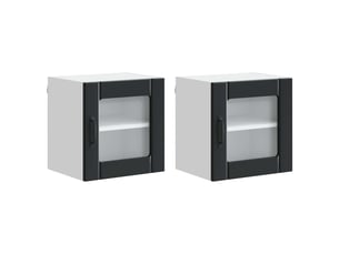 Meuble mural de cuisine, cabinet en verre mural 2 pcs noir bois d'ingénierie shl1887