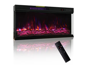 Homavo 36'' cheminée électrique, 1000/2000w, flamme 3d, cheminée sur pied encastrable, télécommande, minuterie, sécutité surchauffe