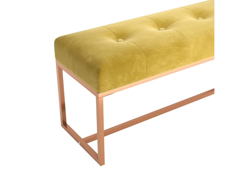  Banc chambre, banc de lit jaune moutarde 110x36x45 cm velours  - Conforama E
