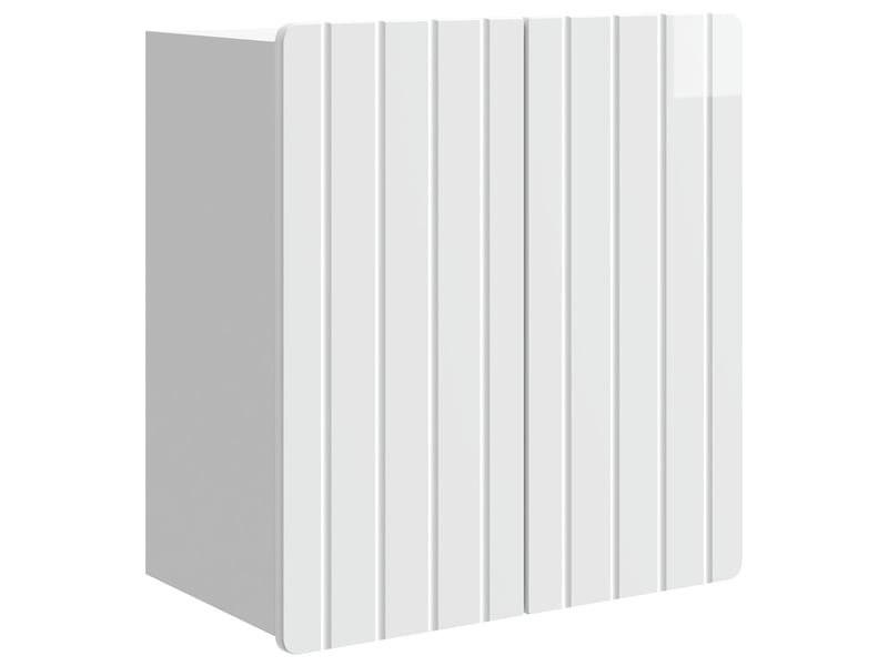  Armoire murale salon, meuble de rangement blanc brillant 59 x 31 x 64 cm bois d'ingénierie  - Conforama A