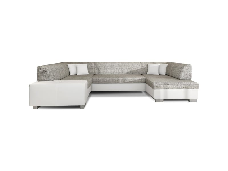 Canapé panoramique en u gris & blanc convertible 6 places havane couchage 125x280cm - Conforama A