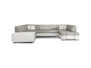 Canapé d'angle droit fixe MEUBLORAMA  6 places Polyester gris avec coffre de rangement