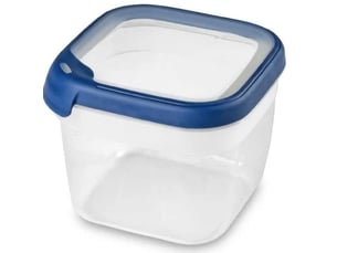 Curver boîte alimentaire carrée multi usage 1,8l en polypropylène 100% recyclé, 15x15x12,3 cm, adapté au micro-ondes, lave-vaisselle, congélateur- bleu, pour la cuisine