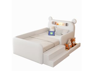 Lit avec rangement 90x200 cm WISHDOR   coloris blanc