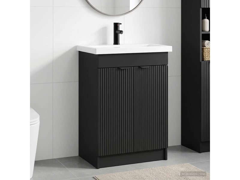  Ensemble de mobilier de salle de bain noir 78.5x37.5x81 cm shl4003  - Conforama B