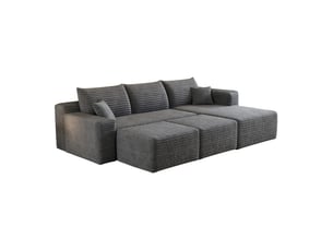 Canapé d'angle panoramique fixe <strong></strong> <strong>Qualité haut de gamme</strong> 5 places Tissu gris