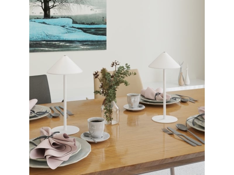 Lot de 2 lampes de table tactiles, métal blanc, 3 couleurs, rechargeables usb-ac, salon et chambre - Conforama C