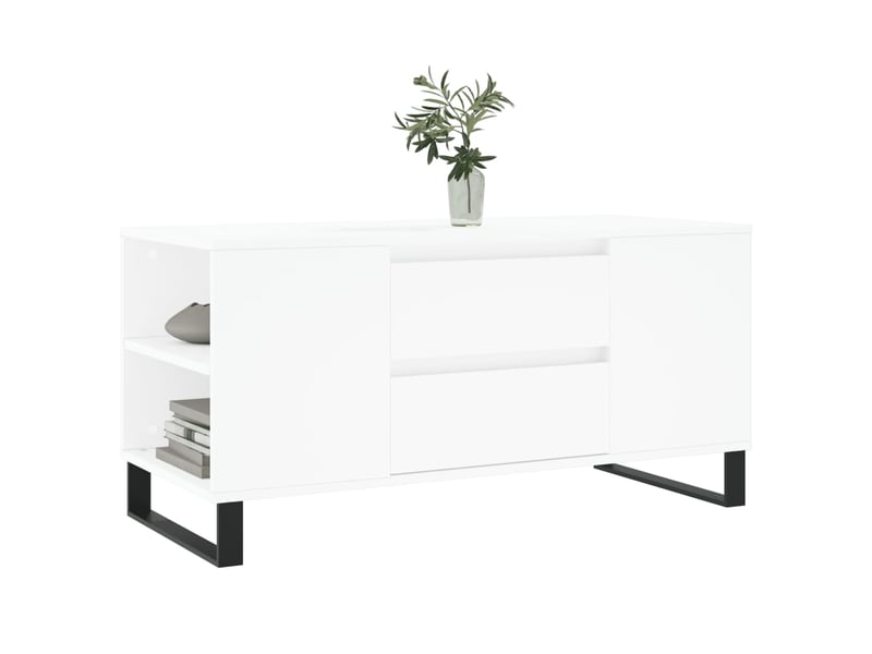  Table basse rectangulaire | table de salon blanc 102x44,5x50 cm bois d'ingénierie shl6059  - Conforama C