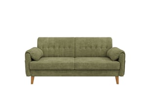 Canapé 2 places 161,5 cm avec assise épaisse et dossier capitonné - poches latérales, coussins - chenille vert