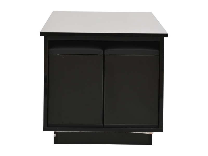  Table basse relevable avec 2 tiroirs, led et rangement pour salon 100×50×45 cm en panneaux de particules noir  - Conforama D
