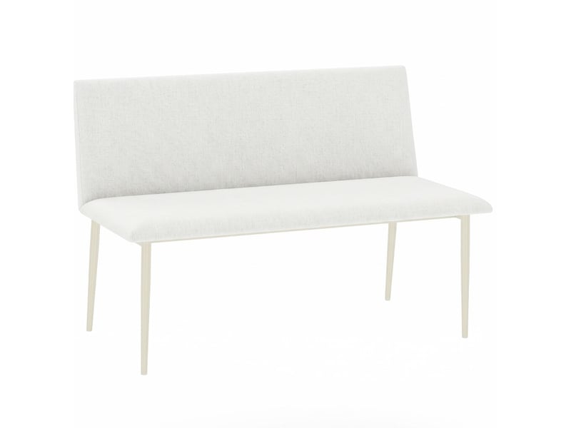  Banc de salle à manger 2 places sans accoudoirs en polyester beige aspect lin, pieds métal, pour repas confortables  - Conforama A