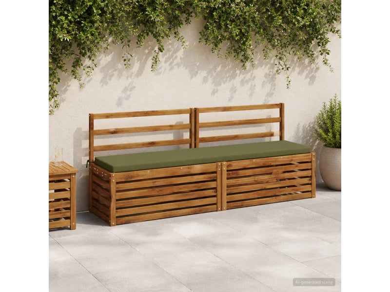Lot de 2 coussins de banc, coussins d'assise soest 100 % polyester vert olive cf57581 - Conforama B