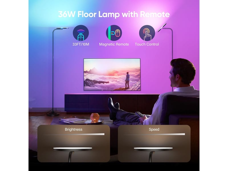 Lampadaire LED 44W 4500LM Dimmable Avec Télécommande - 2700K-6500K Pour Salon Et Chambre