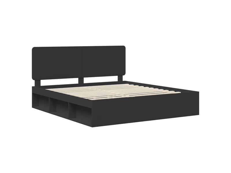  Lit double- lit adulte -  cadre de lit noir 200 x 200 cm bois de pin massif  - Conforama C