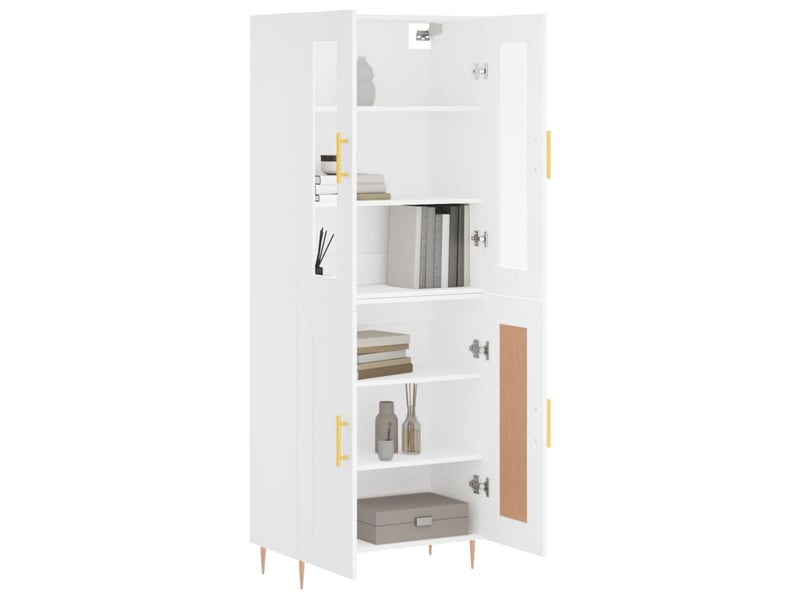  Buffet haut - bahut - meuble de rangement blanc 69,5x34x180 cm bois d'ingénierie  - Conforama C