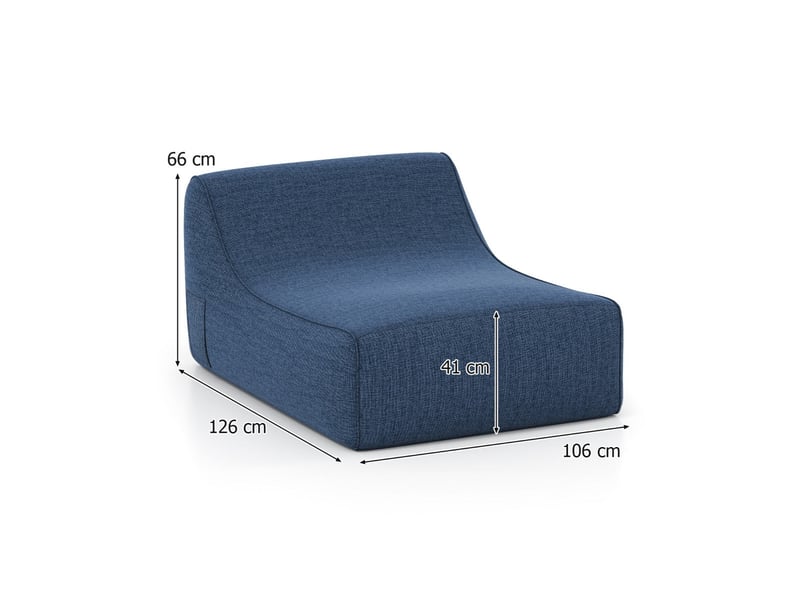  Fauteuil lounge gonflable forme l 126 x 106 x 66 cm soutien ergonomique facile à ranger style contemporain en polyester bleu 20_0017633  - Conforama A