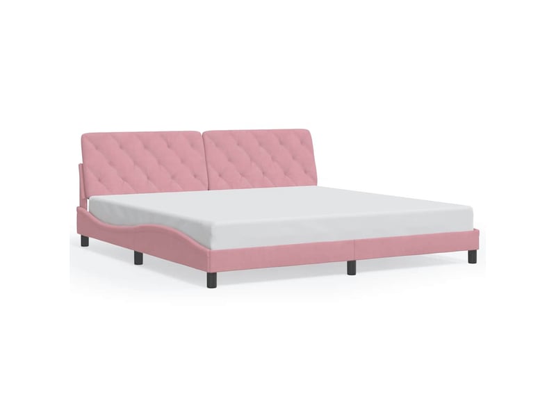  Lit double- lit adulte -  cadre de lit sans matelas rose 200x200 cm velours  - Conforama A