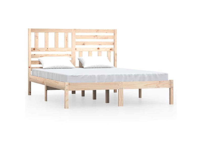  Lit double- lit adulte -  cadre de lit sans matelas 120x190 cm bois de pin massif  - Conforama A