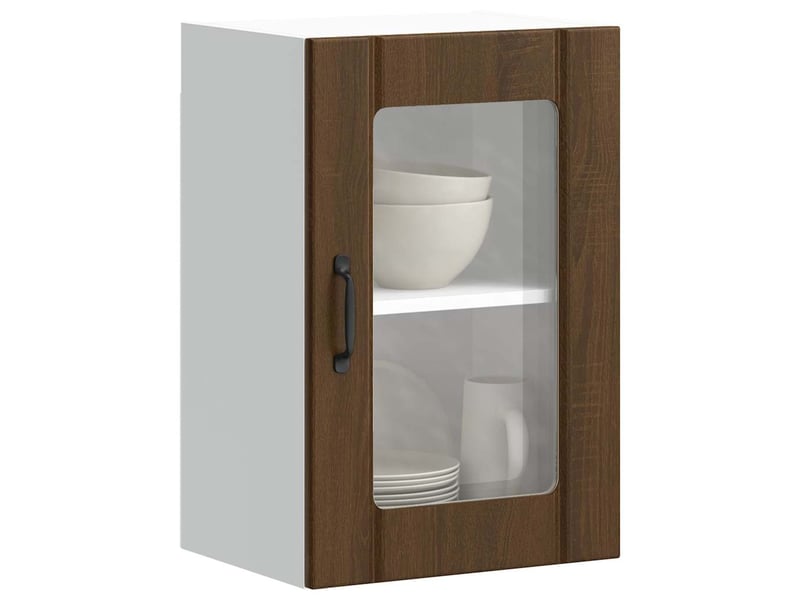  Armoire murale de cuisine et porte en verre lucca chêne marron shl6964  - Conforama B