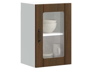 Armoire murale de cuisine et porte en verre lucca chêne marron shl6964