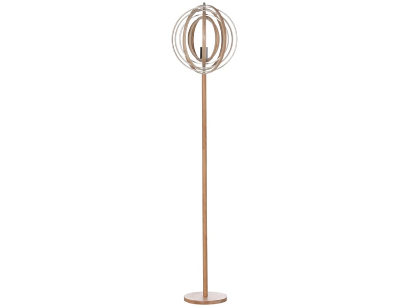  Lampadaire sur pied circulaire 40 w max. Abat-jour bois naturel clair dim. Ø 38 x 160 cm  - Conforama A