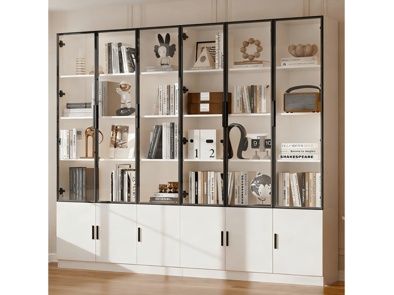  Buffet de cuisine 240x32x200 cm à 12 portes avec led blanc  - Conforama E