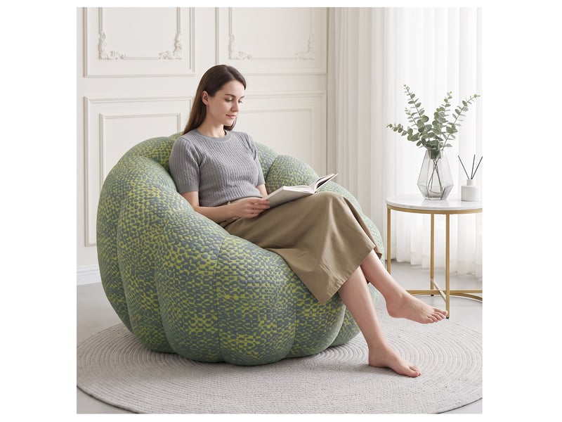  Fauteuil pouf fleur 112x105x74 cm mousse jaune et gris  - Conforama C