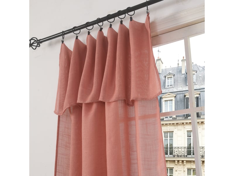  Rideau ajustable 140 x 270 cm + 8 anneaux pinces effet lin evasion rose boisé CP-EVASION-ROSEBOISE - Conforama B