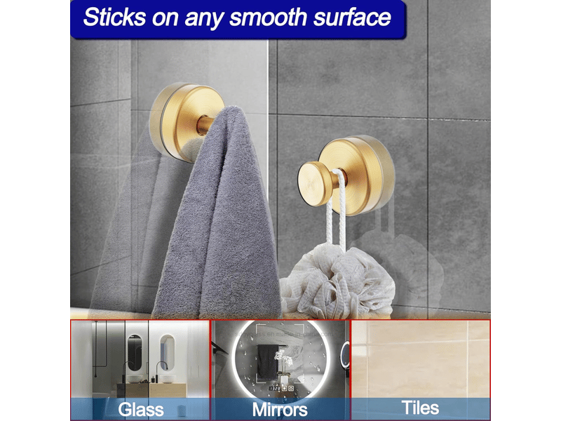 Crochets à ventouse de douche pour mur de porte en verre de fenêtre de salle de bains, paquet de 4, jaune - Conforama C