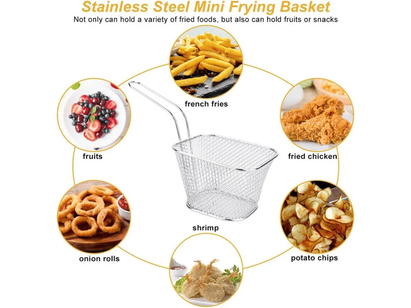 Lot de 6 paniers de friture chromés – paniers de cuisson pour frites, crevettes et calamars  - Conforama C