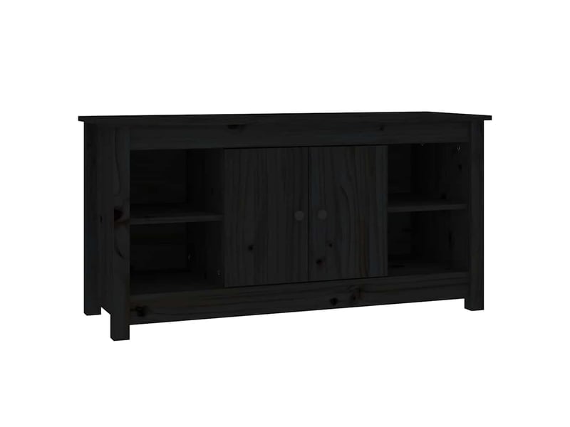  Meuble tv - banc tv - meuble de rangement noir 103x36,5x52 cm bois de pin massif  - Conforama A