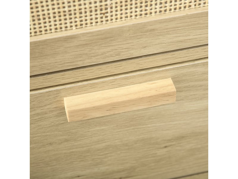  Commode design bohème en rotin avec 3 tiroirs, meuble de rangement pour le salon, le couloir, bois naturel, l'entrée  - Conforama W