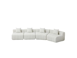 Canapé 4 places - 388x83.8x73.6 cm - canapé d'angle modulaire incurvé chenille avec coussins sans montage - beige