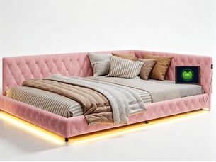 Lit coffre 160x200 cm coloris beige