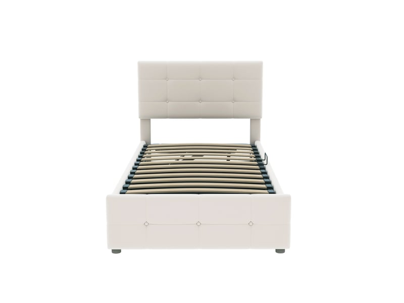 Lit mezzanine - 140x200cm - noir - escalier de rangement - 2 places - Conforama W