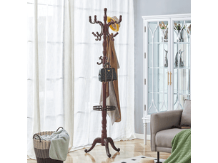 Porte-manteau sur pied en bois massif et acier coloris noyer h 195 cm