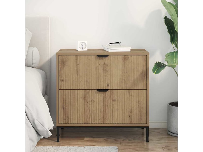 Table de chevet - cabinet de chevet - table de nuit chêne artisanal 63,5 x 36 x 61 cm - Conforama C