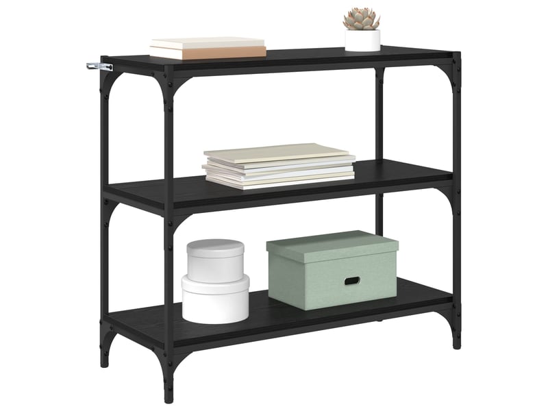  Bibliothèque, meuble de rangement salon chêne noir 80 x 33 x 70,5 cm  - Conforama C
