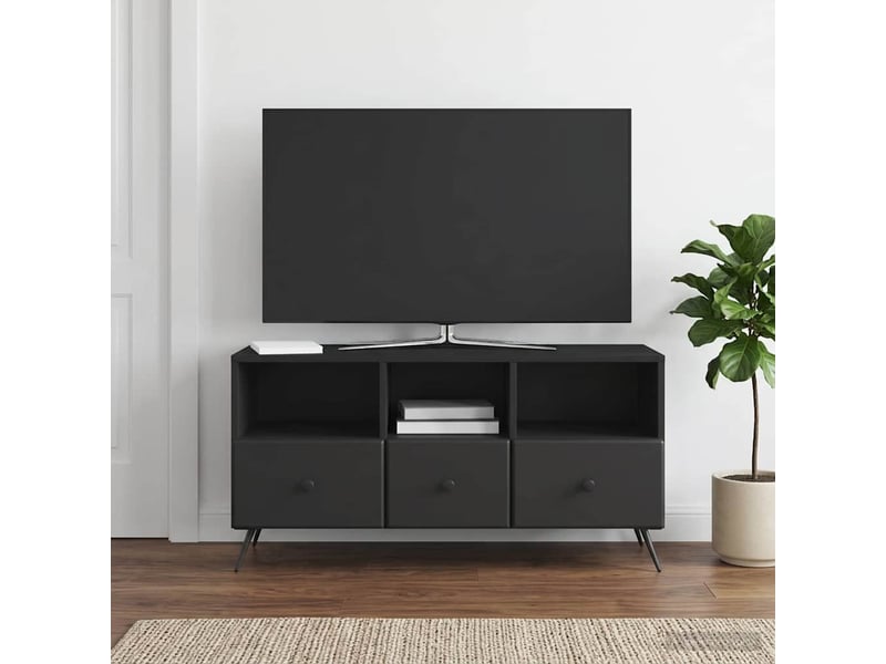  Meuble tv - banc tv - meuble de rangement avec tiroir noir 102 x 34,5 x 50 cm bois d'ingénierie  - Conforama B