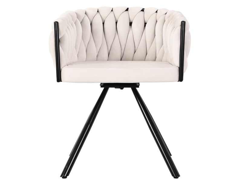  Lot de 4 chaises de salle à manger pivotantes,avec pieds métal,velours,beige  - Conforama D